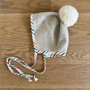 Briar Baby Peppermint Stripe Pom Bonnet Cotton-Lined - Size 6-12M